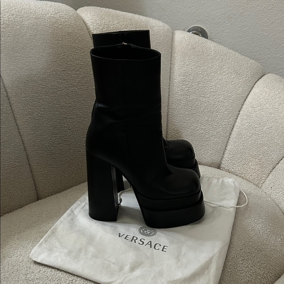 Versace Shoes - Versace Black Platform Ankle Boots